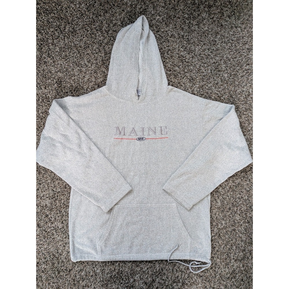 Vintage MAINE Beach‎ Hoodie Terry Cloth Gray Pullover by ESY Sportswear USA SZ M